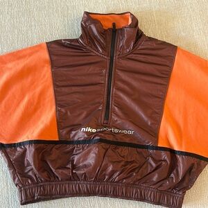 Nike Cropped orange and burgundy quarter zip sweatshirt XS